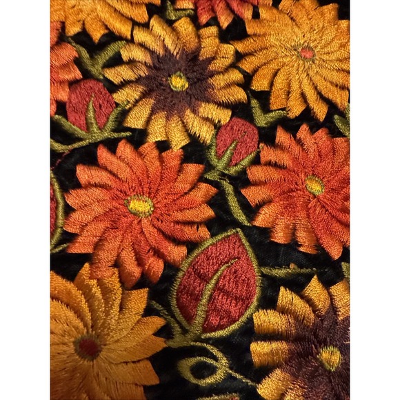 Vtg Chico's Design Vest  Floral Embroidered Velour Fall Colors Boho Hippy Flower - Picture 3 of 7